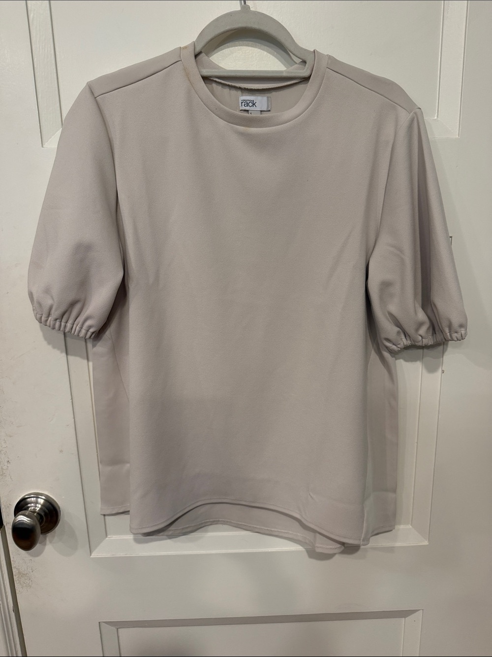 Rack Collection Puff-Sleeve Short Sleeve Tee in Light Taupe